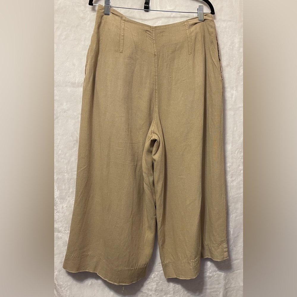 We The Free Beige/Khaki High-Rise Wide Leg Cropped Trousers Sz 10,linen blend - Picture 3 of 7
